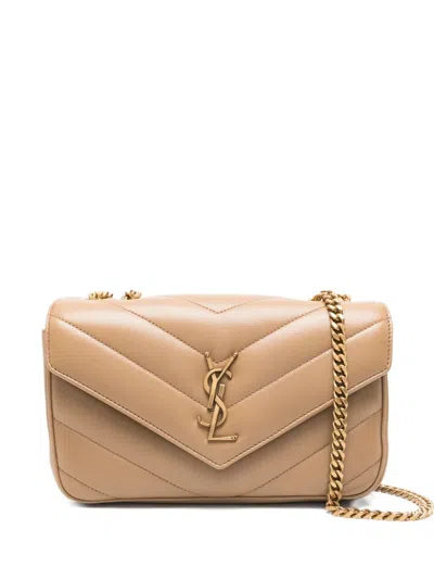 Saint Laurent Loulou Mini Quilted Leather Shoulder Bag In Neutral