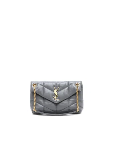 Saint Laurent Small Loulou Puffer Bag In Gray