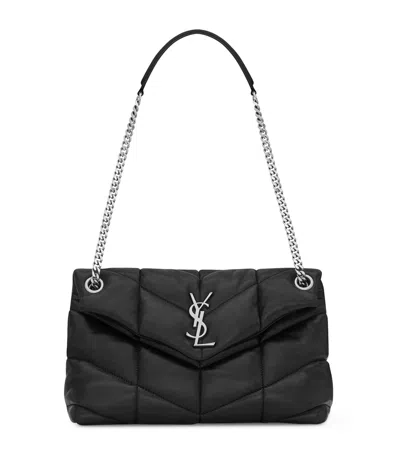 Saint Laurent Small Loulou Puffer Matelassé Shoulder Bag In Black