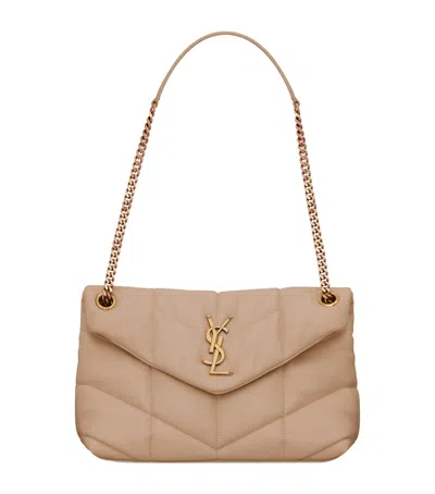 Saint Laurent Small Loulou Puffer Shoulder Bag In Beige