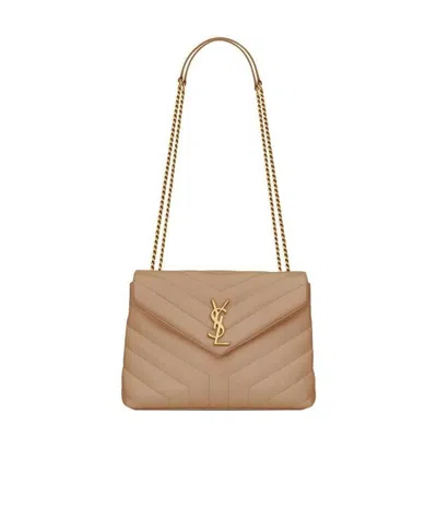Saint Laurent Small Loulou Quilted Crossbody Bag In Nude