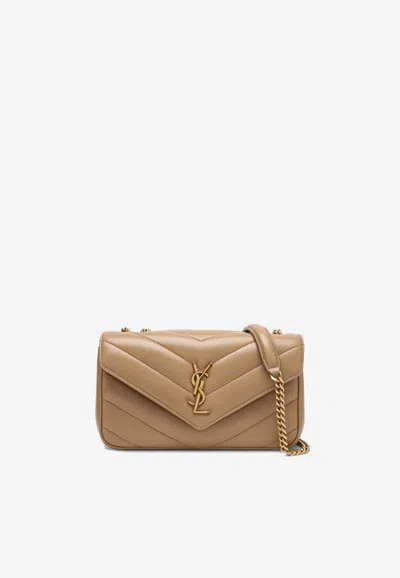 Saint Laurent Small Loulou Quilted Leather Crossbody Bag In Sand