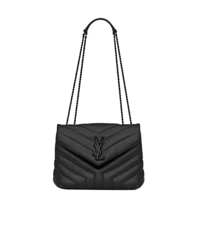 Saint Laurent Small Loulou Quilted Shoulder Bag In Black
