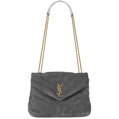 Pre-owned Saint Laurent Small Loulou Quilted Shoulder Bag 'storm' In Grey