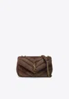 Saint Laurent Small Loulou Quilted Suede Shoulder Bag In Brown