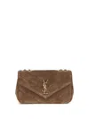Saint Laurent Small Loulou Shoulder Bag In Matelassé Suede In Brown