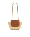 Saint Laurent Small Manon Raffia Crossbody Bag In Nude