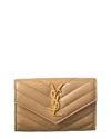 Saint Laurent Small Matelasse Leather Envelope Wallet In Brown