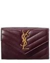 Saint Laurent Small Matelasse Leather Envelope Wallet In Red