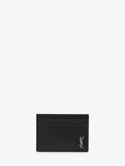 Saint Laurent Small Monogram Cardholder In Black