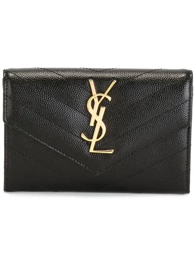 Saint Laurent Small Monogram Envelope Wallet In Black
