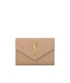 Saint Laurent Small Monogram Envelope Wallet In Nude