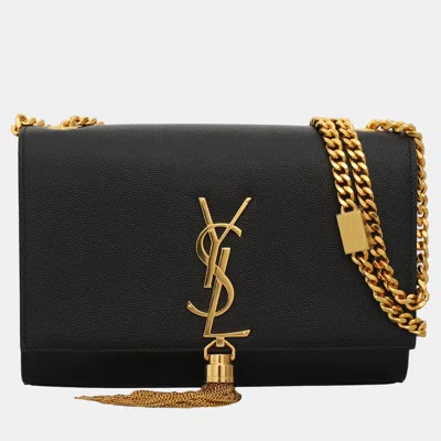 Pre-owned Saint Laurent Small Monogram Kate Tassel Crossbody Bag In Black