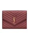 Saint Laurent Small Monogram Matelassé Envelope Pouch In Red