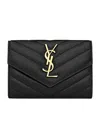 Saint Laurent Small Monogram Matelassé Envelope Wallet In Black