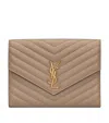 Saint Laurent Small Monogram Matelassé Envelope Wallet In Grey