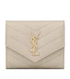 Saint Laurent Small Monogram Matelassé Envelope Wallet In White