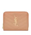 Saint Laurent Small Monogram Matelassé Zip-around Wallet In Black