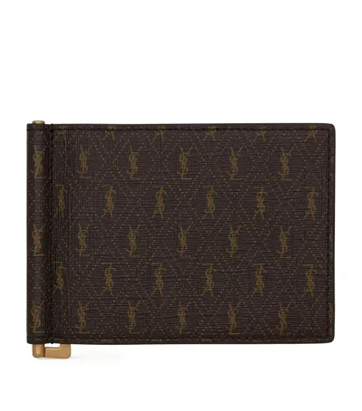 Saint Laurent Small Monogram Money Clip Wallet In Brown