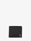 Saint Laurent Logo-plaque Leather Bi-fold Wallet In Black