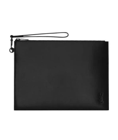 Saint Laurent Small Monogram Zipper Clutch In Black