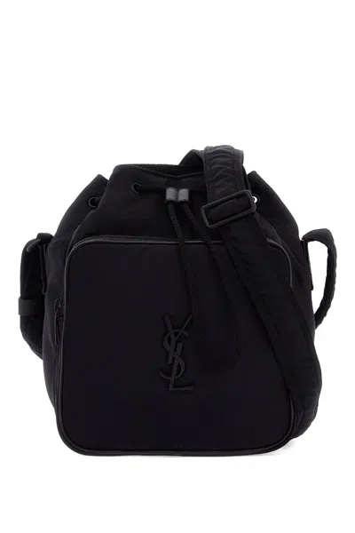 Saint Laurent Small Niki Bucket Bag In Nylon. In Black