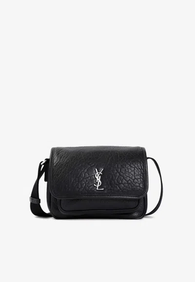Saint Laurent Niki Grained Lambskin Small Messenger Bag In Black