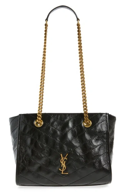 Saint Laurent Small Niki Matelassé Leather Shopping Tote In Red