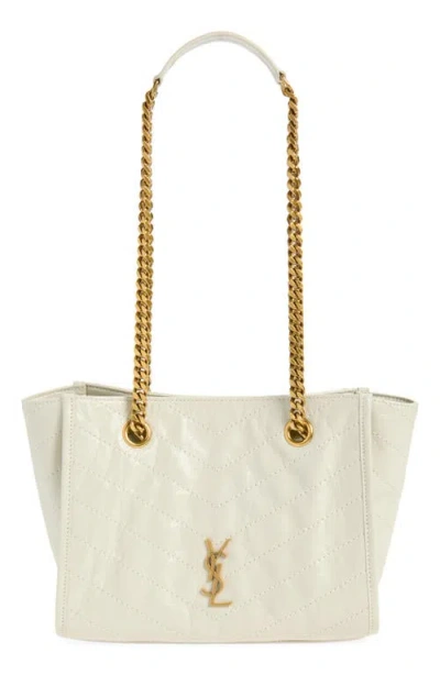 Saint Laurent Small Niki Matelassé Leather Shopping Tote In White