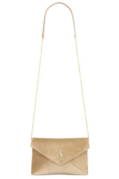 Saint Laurent Small On Chain Pouch In Light Cumin