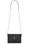 Saint Laurent Cassandre Mini Textured-leather Shoulder Bag In Nero