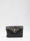 Saint Laurent Loulou Puffer Leather Shoulder Bag With Metal Monogram In Black