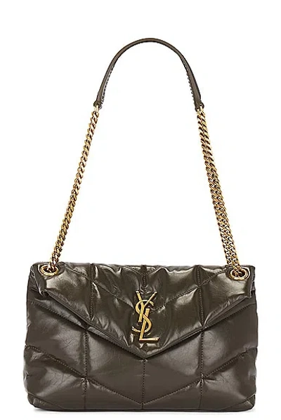 Saint Laurent Small Puffer Chain Bag In Brown