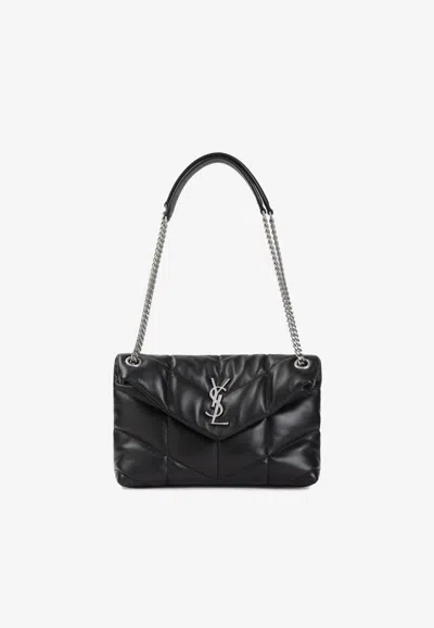 Saint Laurent Small Puffer Nappa Leather Shoulder Bag In Black