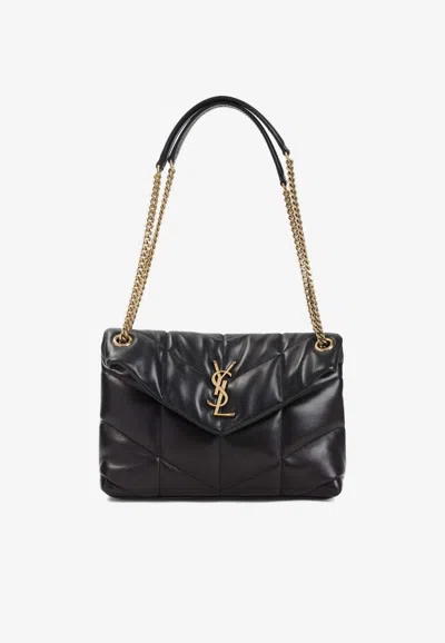 Saint Laurent Small Puffer Nappa Leather Shoulder Bag In Black