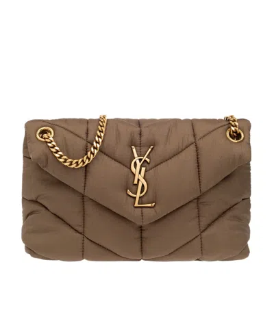 Saint Laurent Small Puffer Shoulder Bag In Brown