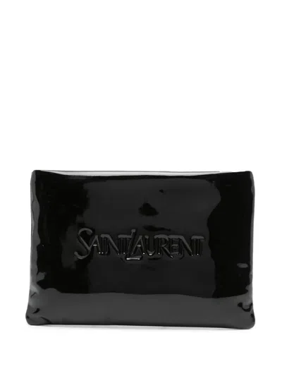 Saint Laurent Small Puffy Pouch Clutch Bag In Black