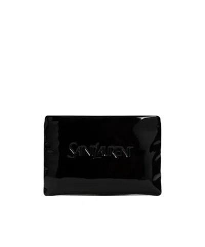Saint Laurent Small Puffy Pouch Clutch Bag In Black