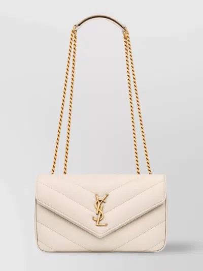Saint Laurent Small Quilted Lambskin Shoulder Bag In Neutral