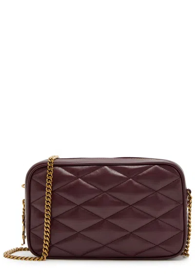 Saint Laurent Small Quilted Leather Camera Bag In Burgundy