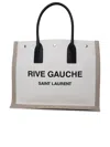 Saint Laurent Small Rive Gauche Bag In Beige Fabric In White