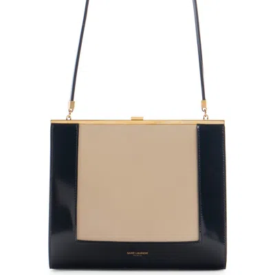 Saint Laurent Small Sac Colorblock Leather Shoulder Bag In Sea Salt/nero