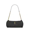 Saint Laurent Small Sade Raffia Shoulder Bag In Black