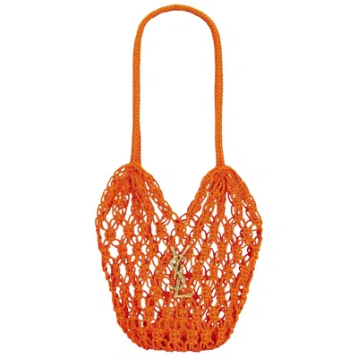 Pre-owned Saint Laurent Small Shopping Crochet Bag 'blazing Orange' | Women's Size Onesize