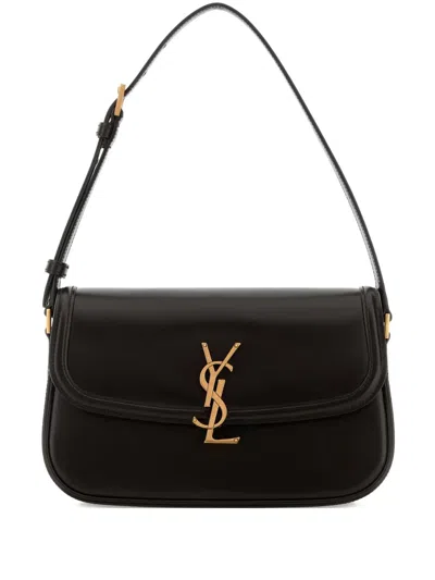 Saint Laurent Small Solferino Logo Shoulder Bag In Black