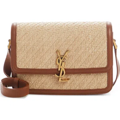 Saint Laurent Small Solfernio Raffia Shoulder Bag In Multi