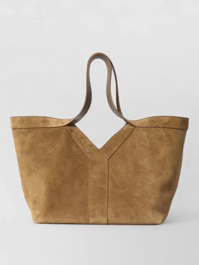 Saint Laurent Small Suede Calfskin Tote Bag In Brown