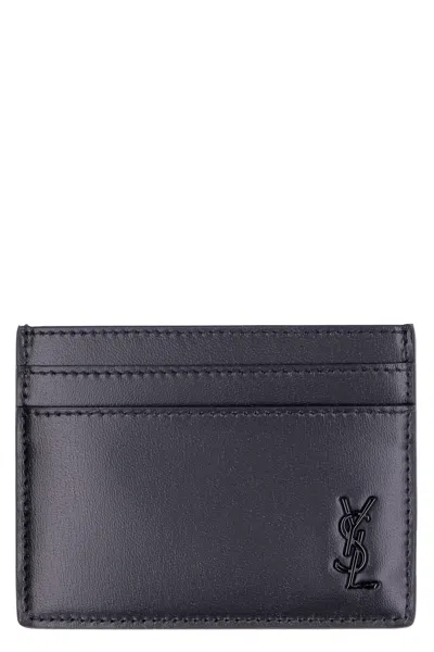 Saint Laurent Small Tiny Cassandre Cardholder In Black