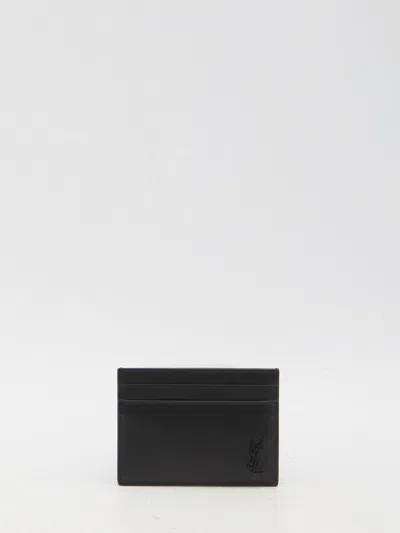 Saint Laurent Small Tiny Cassandre Cardholder In Black