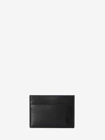 Saint Laurent Small Tiny Cassandre Cardholder In Black